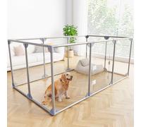 Swifthorse Acrylic Dog Playpen Indoor Puppy Pen 10 Panels Clear Rectangular 29.5"H x 1"W x 29.5"D