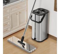 SWIFTIRON Premium Stainless Steel Microfiber Flat Mop for Floor Cleaning - 360° Pivot Head, Lightweight, Washable Pads - Includes 4 Reusable Absorbent Mop Pads (Silver)