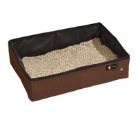 Swiftorus Portable Folding Cat Litter Box for Easy Storage and Travel, Compact Design with Waterproof Lining and Cloth Construction (Brown, 22x13x5 cm)