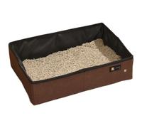 Swiftorus Portable Folding Cat Litter Box for Easy Storage and Travel, Compact Design with Waterproof Lining and Cloth Construction (Brown, 25x15x5 cm)