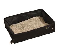 Swiftorus Portable Folding Cat Litter Box for Easy Storage and Travel, Compact Design with Waterproof Lining and Cloth Construction (Black, 25x15x5 cm)
