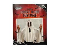 SwiftPick Home Adult Halloween Ghost Costume, Unisex, Fancy Dress, Cosplay Ghost Robe, Full Body Cover, 140cm, White Robe & Ghost Face Print