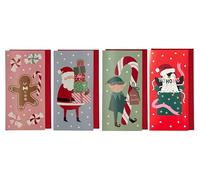 SwiftPick Home Christmas Money Wallets, Pack of 4, Red Envelopes with Santa, Elf, Penguin & Gingerbread Designs, Universal Wallet for Cash, Gift Cards, Vouchers