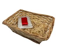SwiftPick Home Gift Hamper Basket Kit, 30cm x 23cm x 10cm, Make Your Own Hamper, Christmas, Birthday, Wedding, Christening, Wicker Basket with Shredded Wood, Red Ribbon and Plastic Wrap