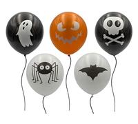 SwiftPick Home Halloween Balloons Mixed Pack of 20, Multiple Printed Designs, Halloween Party Decorations, Black, White and Orange