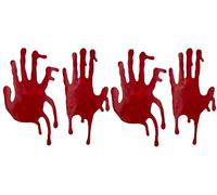 SwiftPick Home Halloween Bloody Hands Gel Window Sticker Decorations, Pack of 4, Two Pairs of Hands