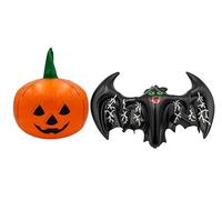 SwiftPick Home Halloween Inflatable Pumpkin & Bat, 2 Pack, Indoor Halloween Decoration, Fancy Dress Accessory