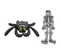 SwiftPick Home Halloween Inflatable Skeleton & Spider, 2 Pack, Indoor Halloween Decoration, Fancy Dress Accessory