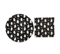 SwiftPick Home Halloween Paper Plate & Napkins Party Set, 20 Plates & 40 Napkins, Ghost Design, Party Decorations, Halloween Table Decor, Recyclable, Disposable Plates