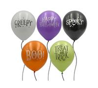 SwiftPick Home Halloween Spooky Balloons Mixed Pack of 20, Multiple Designs, Halloween Party Decorations, Black, White, Green, Purple and Orange
