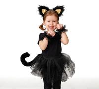 SwiftPick Home Kids Black Cat Halloween Fancy Dress Costume, 5 Piece Set Includes, Headband Ears, Tutu, Tail and Cuffs, Ages 3-6, Kids Animal Dress Up