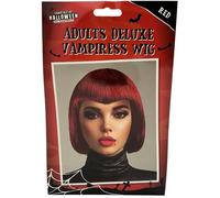 SwiftPick Home Womans Vampire Red Wig, Halloween Costume Accessory, Vampiress Cosplay Hair, Fancy Dress