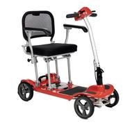 SwiftRide Folding e-Mobility Scooter for Everyday Travel (Red) | Removable battery, Rear lifting handle, Tiller locking, 4 mph, 10Ah Lithium Battery