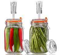 SwiftSlot 1.5L Fermentation Jars with Weights & Air Lock, Fermenting Kit for Sauerkraut, Kimchi, Kombucha and Pickles, 2 Pack