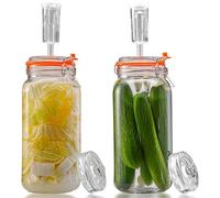 SwiftSlot 2L Fermentation Jars with Weights & Airlock, 2 Pack | Fermenting Kit for Sauerkraut, Kimchi, Kombucha and Pickles