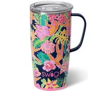 Swig Life 22oz Travel Mug, Insulated Tumbler with Handle and Lid, Cup Holder Friendly, Dishwasher Safe, Stainless Steel, Travel Coffee Cup, Insulated Mug with Lid (Jungle Gym)