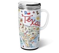 Swig Life 22oz Travel Mug, Insulated Tumbler with Handle and Lid, Travel Coffee Mug, Cup Holder Friendly, Stainless Steel 22 oz Tumbler, Reusable Insulated with Lid (Texas)