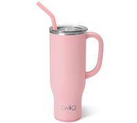 Swig Life 30oz Mega Mug, 30 oz Tumbler with Handle and Straw, Cup Holder Friendly, Dishwasher Safe, Extra Large Insulated Tumbler, Stainless Steel Water Bottle (Blush)