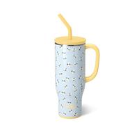 Swig Life 30oz Mega Mug, 30 oz Tumbler with Handle and Straw, Cup Holder Friendly, Dishwasher Safe, Extra Large Insulated Tumbler, Stainless Steel Water Bottle (Busy Bee)