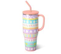 Swig Life 40oz Mega Mug, 40 oz Tumbler with Handle and Straw, Cup Holder Friendly, Dishwasher Safe, Extra Large Insulated Tumbler, Easter Basket Stuffers, Easter Gifts for Women (Bunny Trail)
