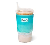 Swig Life Large Iced Cup Coolie, Standard 22oz Iced Coffee Cup Insulator Sleeve with Handle, Neoprene Insulated Coolie Keeps Drinks Cold (High Tide)