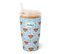 Swig Life Large Iced Cup Coolie, Standard 22oz Iced Coffee Cup Insulator Sleeve with Handle, Neoprene Insulated Coolie Keeps Drinks Cold (Holy Cow)
