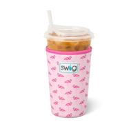 Swig Life Medium Iced Cup Coolie, Standard 22oz Iced Coffee Cup Insulator Sleeve with Handle, Neoprene Insulated Coolie Keeps Drinks Cold (Flamingos)