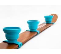 Swigos - Collapsible and Portable Shot Ski Kit - 4-pack w/carrying pack. Silicone cups with an adjustable strap that turn any object into a shot ski
