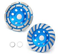 SWIGRANCE 2Pcs Diamond Concrete Grinding Cup Wheels 115mm 4-1/2" Set (Double Row + Turbo Row Segment), Fits 7/8" Arbor for Angle Grinder, Shaping Cleaning Concrete Masonry Marble Granite Brick