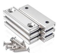swihorab 6 Pcs Stong Neodymium Magnets with Holes, 40x13.5x5 mm Strong Rectangular Base Cup Magnet Heavy Duty with Countersunk Hole Rare Earth Magnets Pot Magnet with Screws for Mounting, Kitchen