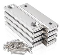 swihorab 8 Pcs Stong Neodymium Magnets with Holes, 50x13.5x5 mm Strong Rectangular Base Cup Magnet Heavy Duty with Countersunk Hole Rare Earth Magnets Pot Magnet with Screws for Mounting, Kitchen