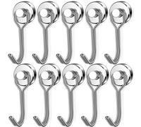 swihorab Magnetic Hooks, 10 Pack Neodymium Magnet Hooks for Hanging, 20 lb+ Swivel Swing Magnet with Hooks Heavy Duty, Strong Magnetic Hooks for Cruise, Kitchen, Camping 16 mm