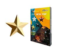 SWIITHOME 20 Pieces 2.5 Inch Metal Star, Barn Star for Home Decoration, Hanging Wall Decor for House, Iron Vintage Wall Arts and Crafts, Christmas Indoor Outdoor Decorations (Golden)