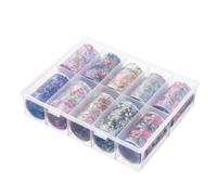 Swiixxer 1 Box with 10 Rolls of Colorful Flowers Print Stickers, Starry Nail Foils Wraps for Nail Art Decorations