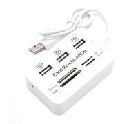 Swiixxer 1 PCS 3 Port USB HUB 2.0 Splitter Combo Card Reader Portable Multi Function Support TF SD M2 SDHC Card Read Write