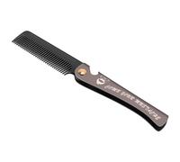 Swiixxer 1 Pcs Black Men Folding Pocket Comb PP Teeth Detangling Hair Beard Comb Metal Handle Foldable Combing Mustache Comb