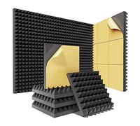 Swiixxer 12 Pack Acoustic Foam Panels of High Density with Self-Adhesive Black 12x12x2Inch