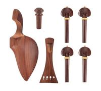 Swiixxer 4/4 Violin Kit Full Size Violin Accessories Rosewood Violin Peg Tailpiece Chin Rest End Pin (4/4)