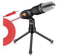 Swiixxer -666 Professional 3.5mm Microphone Wired Home AUX Audio Stereo Desktop Tripod MIC Set for Pc Phone Karaoke Easy Install Easy to Use Black
