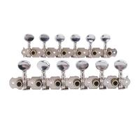 Swiixxer 6L 6R Tuning Pegs Tuners Machine Heads String Tuning Pegs for 12 String Acoustic Guitar Accessory Part Silver