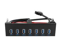 Swiixxer 7 Port USB 3.0 Hub 5Gbs 5.25inch CD-ROM Drive Bay CD ROM Front Panel for Computer Case+USB 3.0 19-pin Header to Type-A Male Cable Dual Chip PCI-E 1X PCI-E 16X