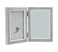 Swiixxer Double Picture Frame 4X6in Rustic Grey Photo Frames Wooden Hinged Folding,Wedding Gifts,Mother's Father's Day Present