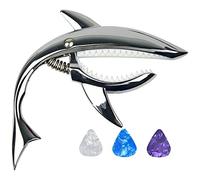 Swiixxer Guitar Capo Zinc Alloy Capo for Acoustic Electric Classical Guitars and Bass Ukulele Capo with Pick,Silver