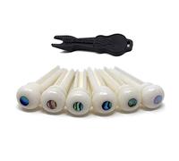 Swiixxer Guitar Cattle Bone Material Acoustic Guitar Bridge Pins with Pearl Shell Dot for Acoustic Folk Guitar Accessories