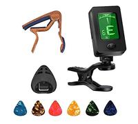Swiixxer Guitar Tuner, Guitar Accessories with Guitar Picks, Guitar Capo, Capo for Acoustic Guitar, Bass, Ukulele, Buzzing-Free