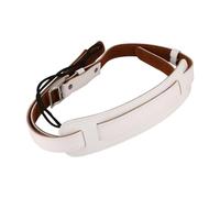 Swiixxer Leather and Metal Buckle Electric Guitar Strap Belt Shoulder Pad Adjustable Vintage Guitar Straps-White Color