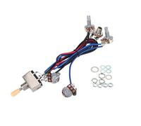 Swiixxer Lp Electric Guitar Pickups Wiring Harness Kit 2T2V 500K Pots 3 Way Switch With Jack For Dual Humbucker Les Pual Style Guitar Replacements, Cream Color Cap