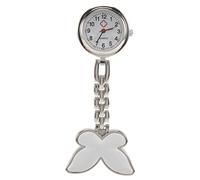 Swiixxer Nurses Clock Heart Rate Monitor Pocket Watch Quartz Butterfly Motive White