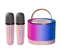 Swiixxer Pink Mini Karaoke Machine with 2 Wireless Microphones, Portable Bluetooth Speaker
