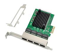 Swiixxer RJ-45 4-Port Ethernet Server Adapter Gigabit Network Card PCI-E X1 Interface